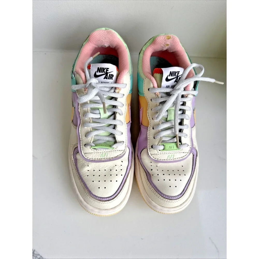 Nike Air Force 1 Shadow Women's Size 7.5 White Pink Mint Multi Color Sneakers